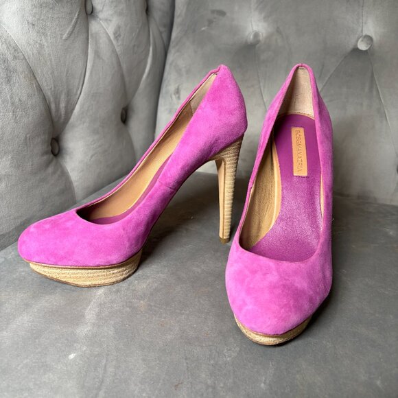 BCBGMAXAZRIA Fuchsia Suede Platform Stiletto Heels – Women’s Size 7.5B - Picture 3 of 6